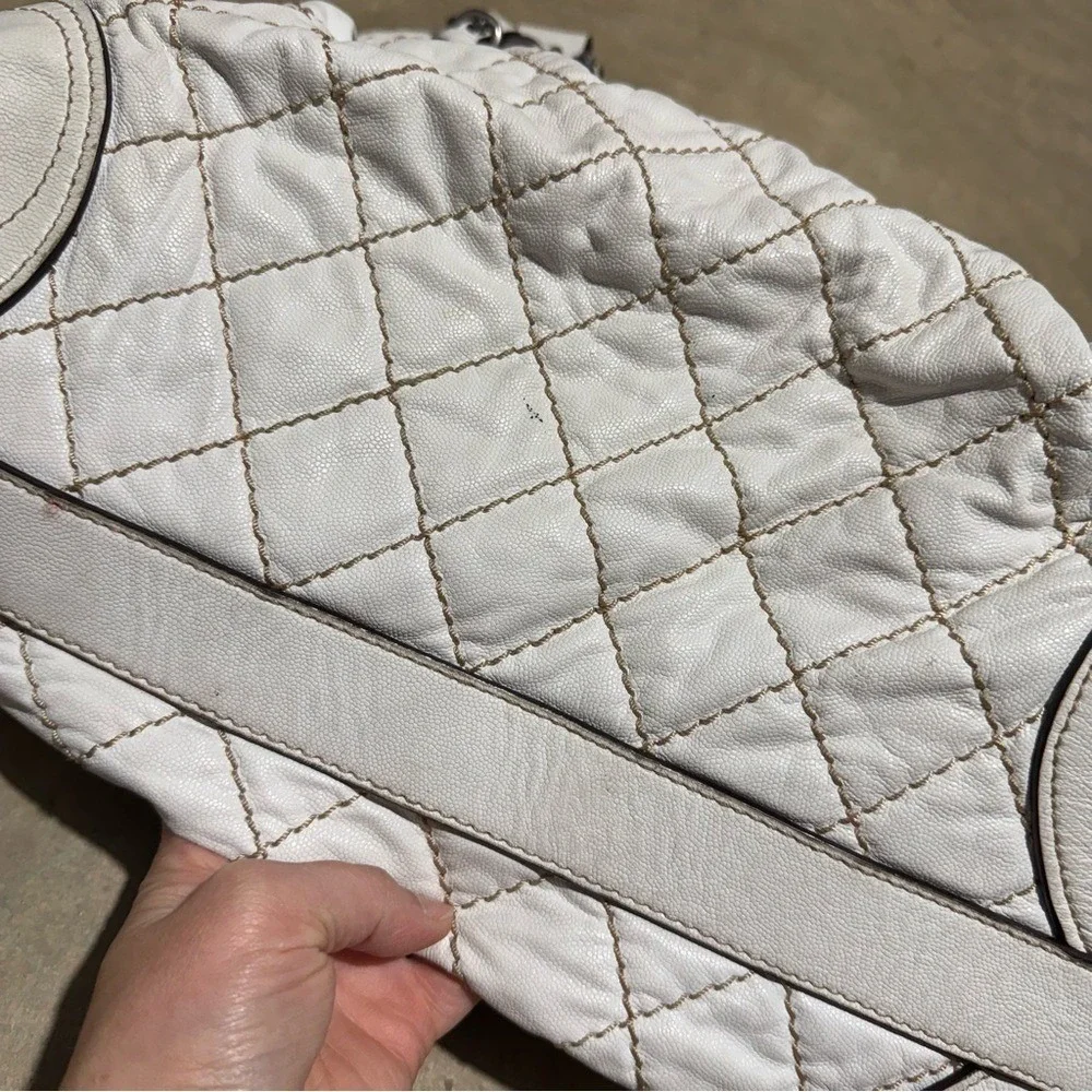 Juicy Couture Y2K Vintage White Leather‎ Quilted Bag Purse Coquette 90s Shoulder